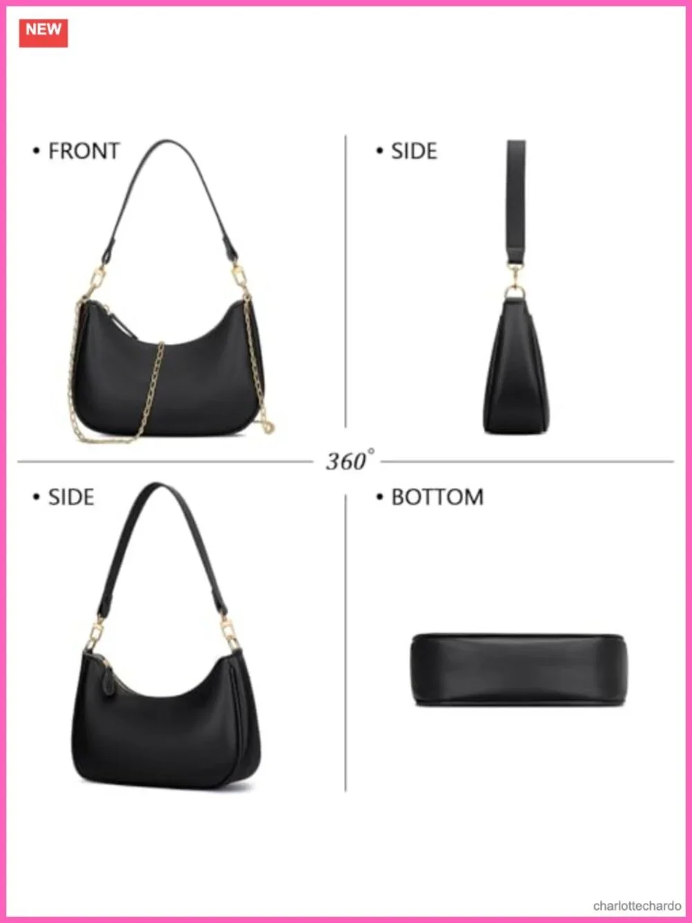 Faux Leather Hobo Shoulder Bag with Chain Strap - Versatile Clutch Purse